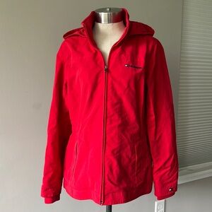 Tommy Hilfiger women’s rain jacket bright red hooded